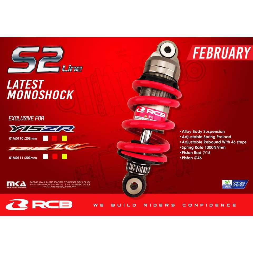 RCB Y15ZR LC135 RS150 S2 LINE MONOSHOCK RACING BOY | Shopee Malaysia
