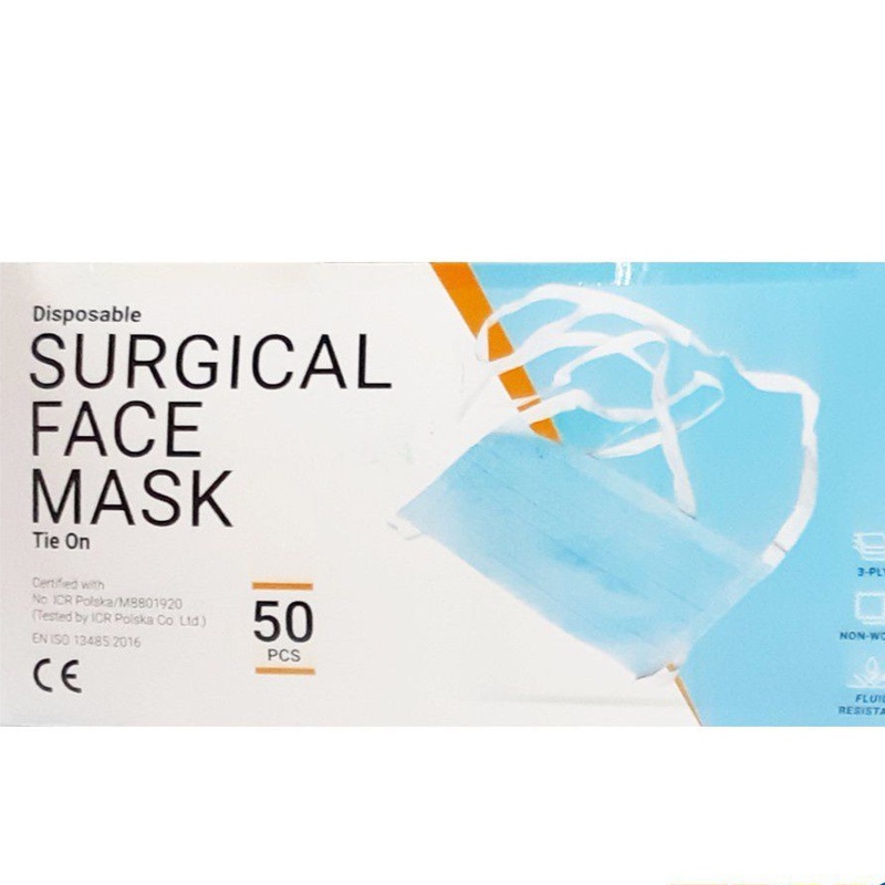 thumbnail image 2 of 50-Pack Disposable 3-Ply Surgical Face Masks - Blue Medical Mouth Cover Shield PPE Protection 2 of 11