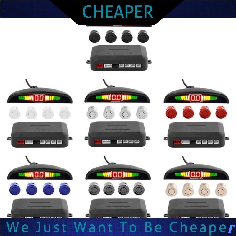 4 Radar System Sensors Automatic Reverse Sensors Detector LED Light ...