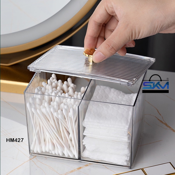 SKM Transparent Covered Accessories Cotton Bud Luxury Storage Box with ...