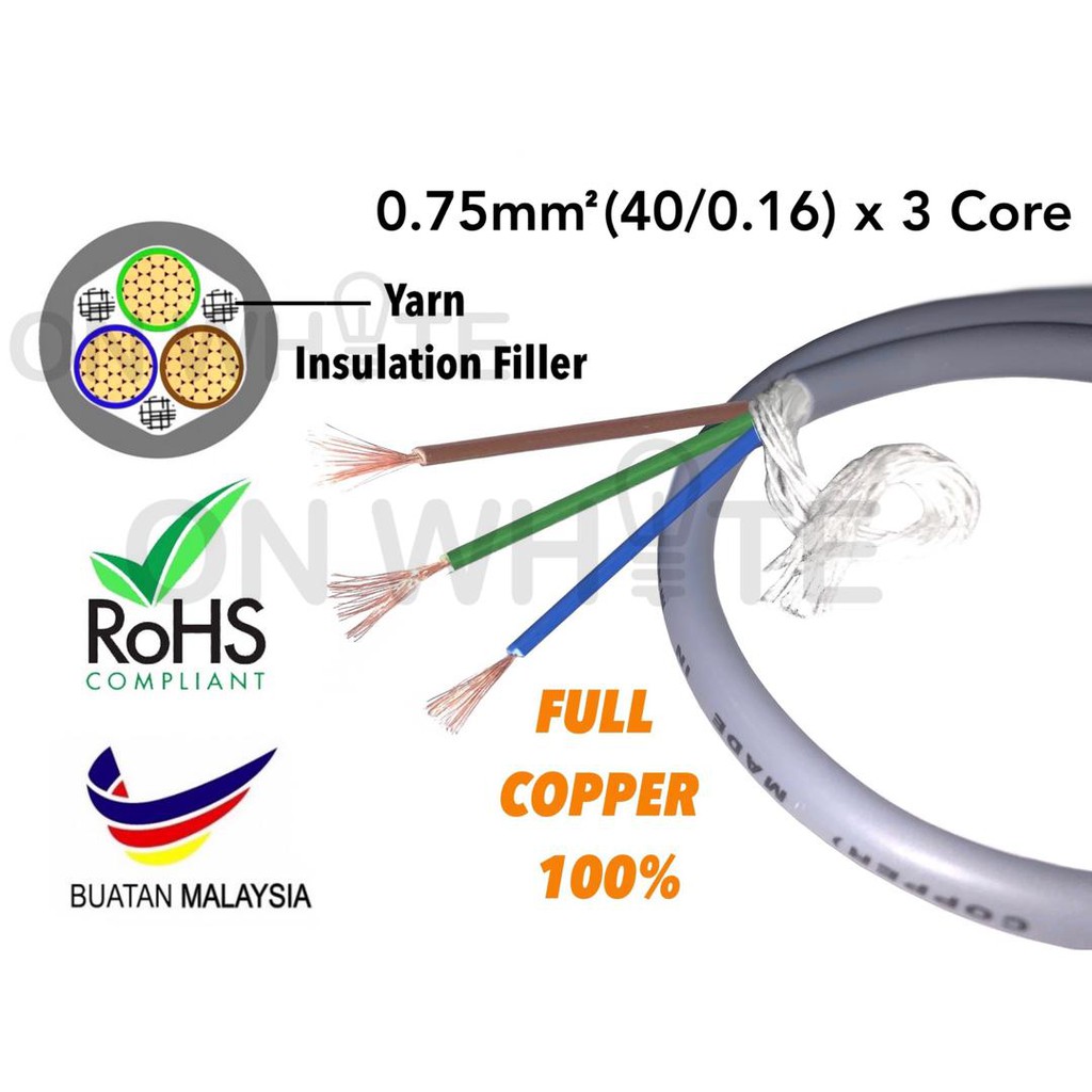 Loose Meter - Flexible Cable 40/0.16 x 3 Core [100% Pure Copper) Flex ...