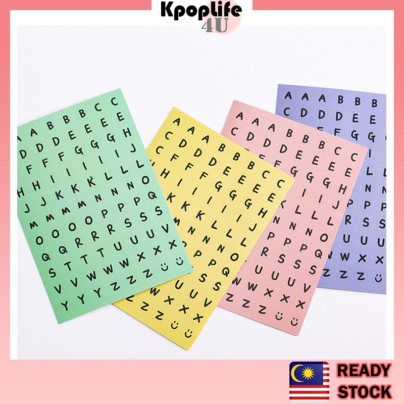 1 SHEET Alphabet Sticker Small Capital English Letter Number Circle ...