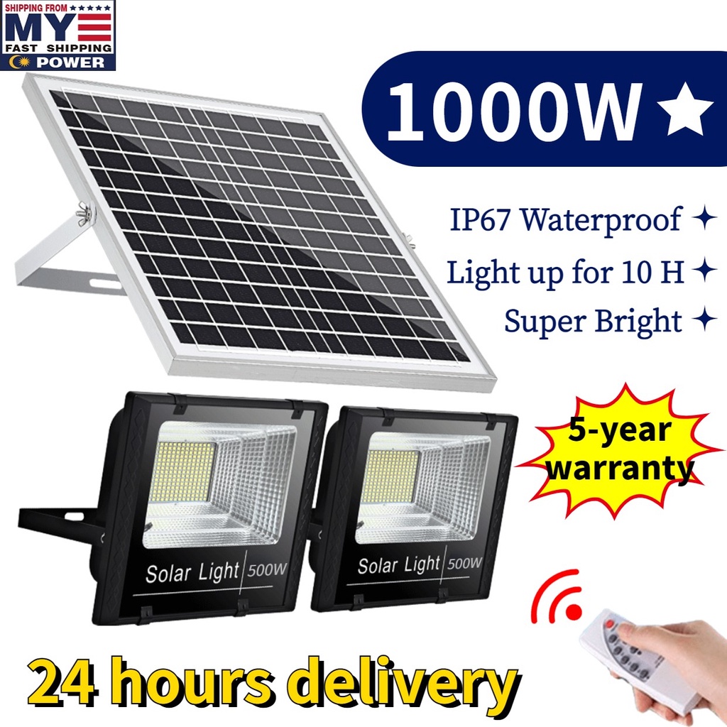 💡Ready Stock💡Solar Light 1000W lampu Solar outdoor lighting Flood Light