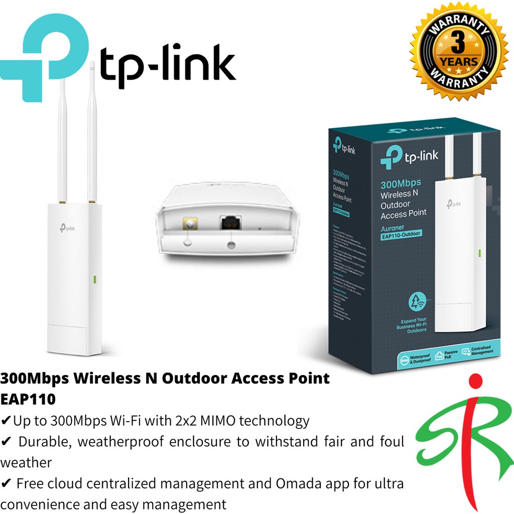 TP-LINK EAP110-OUTDOOR Weatherproof Wireless N300 Max.200M POE Point Malaysia Access Shopee 