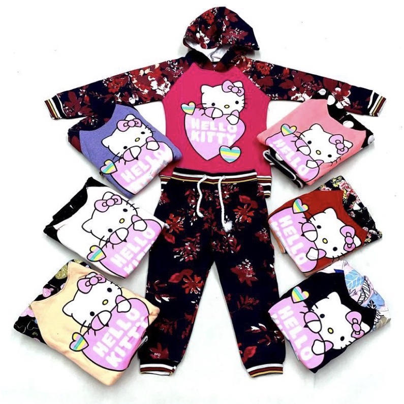 Girls Hoodie Kain Tebal Terry Fleece 100cotton Quality Bagus Hello Kitty And Mickey Mouse 9466
