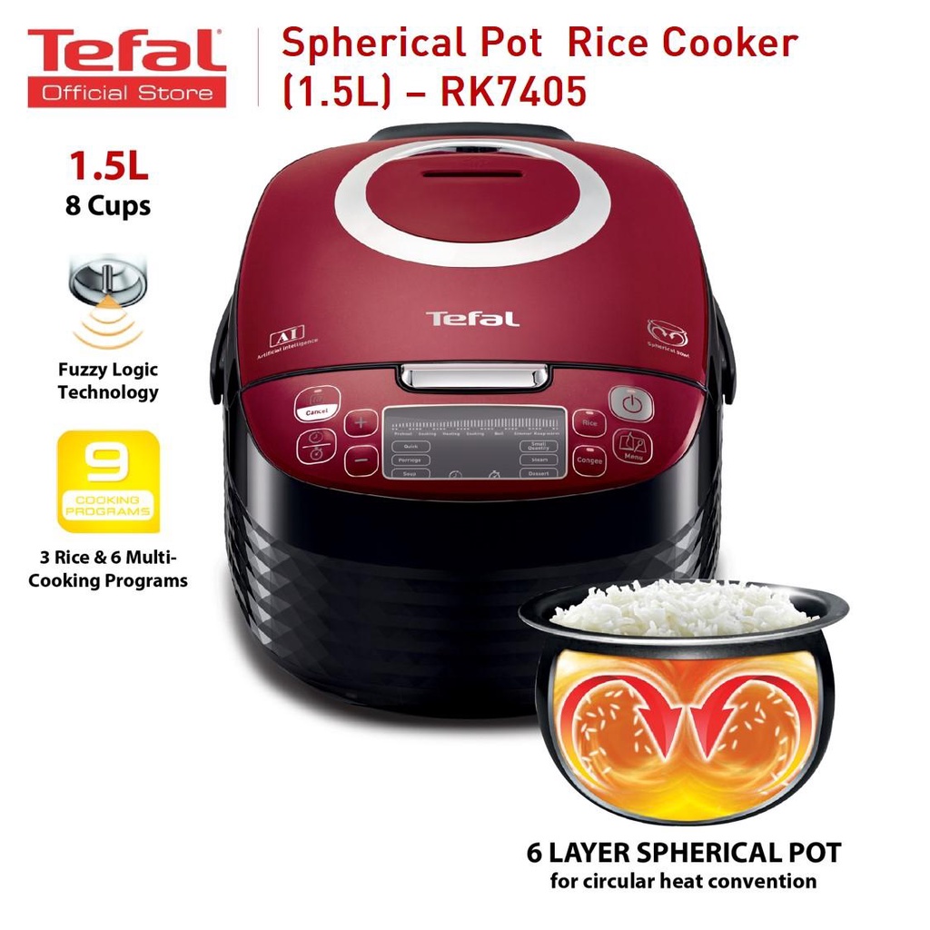 Tefal Spherical Pot Rice Cooker 1.5L (RK7405) Shopee Malaysia
