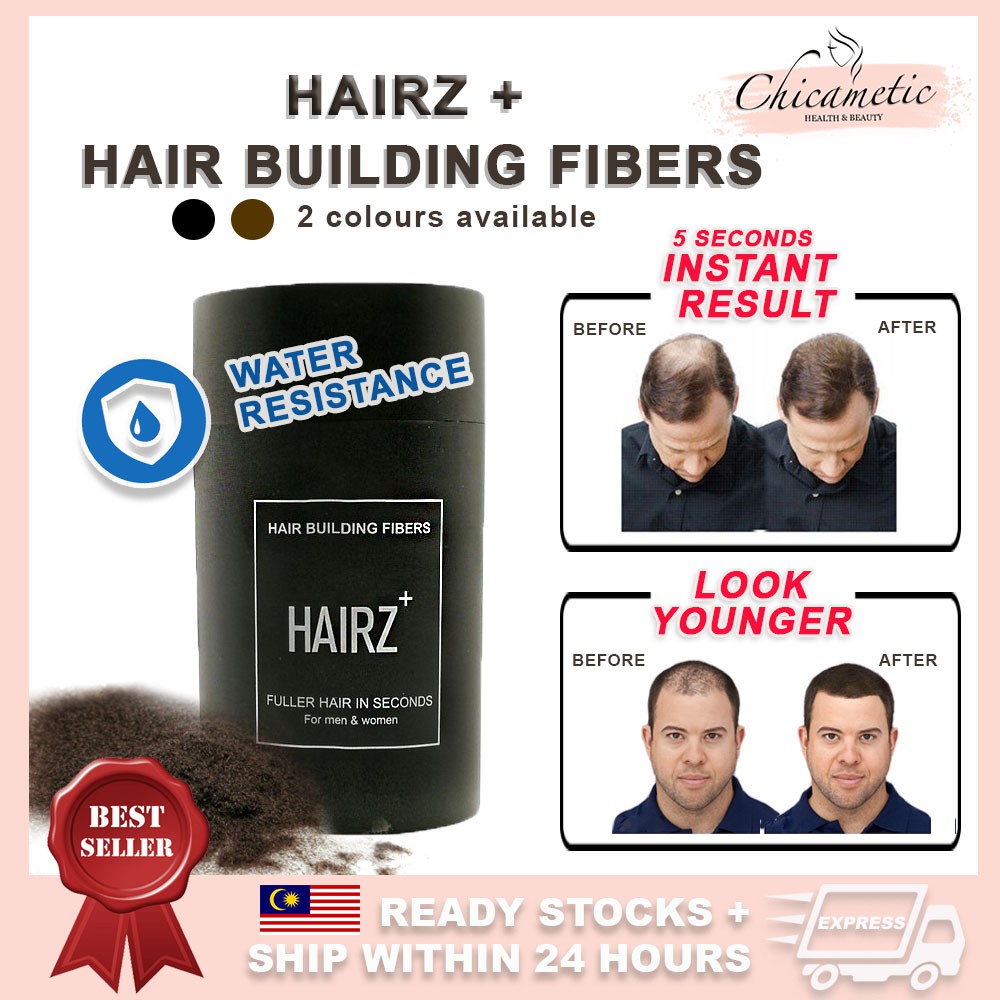 HAIRZ Hair Building Fibers 100% Natural Black Color 25g New Hair Loss ...