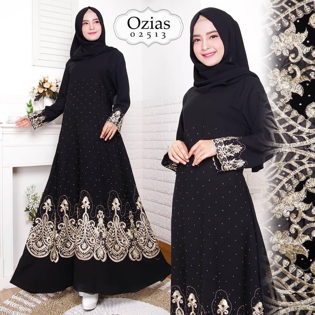 Dress black gold outlet muslimah