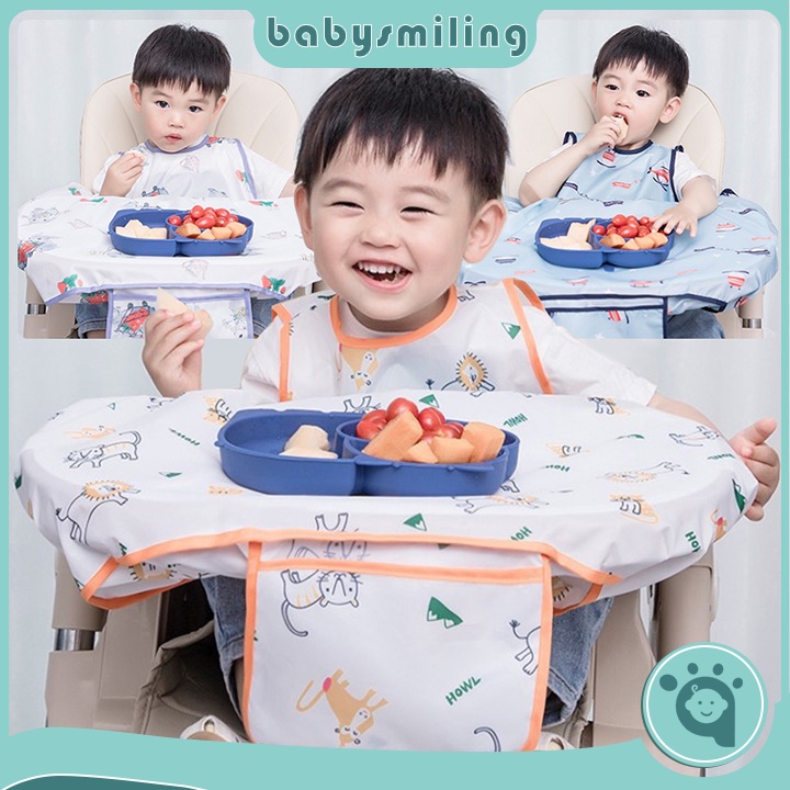 Coverall Baby Feeding Bib for Eating,Long Sleeves Bib Attaches to ...