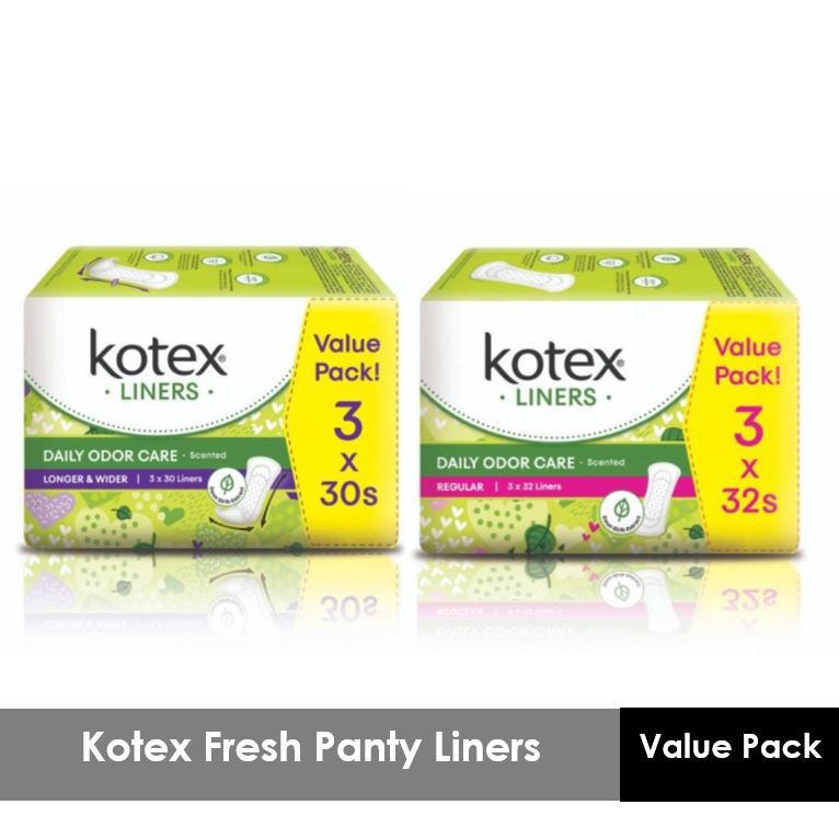 KOTEX Fresh Pantyliners Regular (3x32s) / Longer Wider (3x30s ...