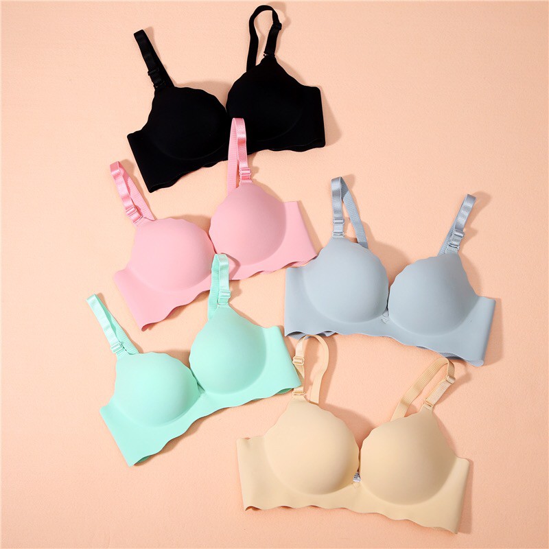 Solid Color Bras For Women Girls Seamless Wire-Free Deep V