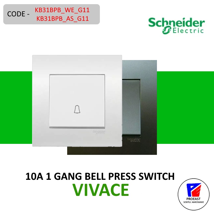 Schneider Electric Vivace 10a 1 Gang Bell Press Switch Door Bell Switch Gate Bell Switch 5210