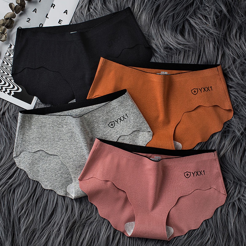 Ready Stock 4pcs Cotton Seamless Panties Women Antibacterial Mid Waist Underwear Seluar Dalam 0585