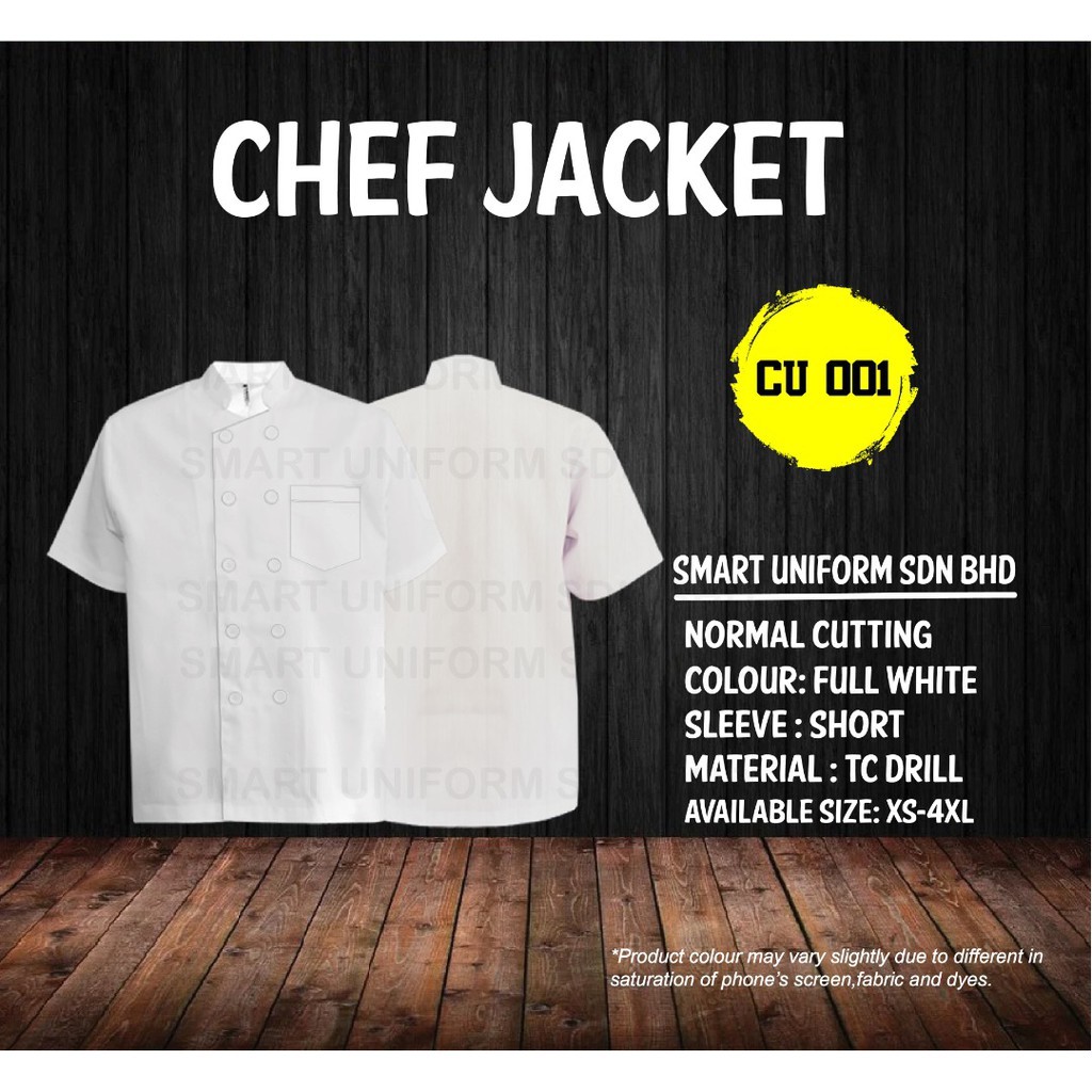 Chef Uniform CU 001-Chef Jacket Short Sleeve White (Normal Cutting ...