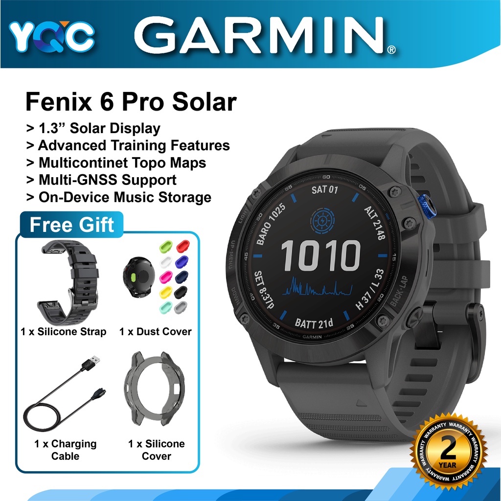 Garmin Watches Garmin Fenix 6s Pro Solar Black Garmin Fenix Pro