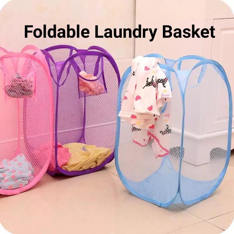 Ready stock* Laundry Basket Bag Foldable 32*32*52cm Pop Up Washing Net
