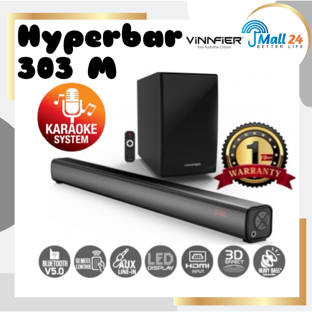 Vinnfier Hyperbar 303 M with Bass subwoofer & Mic Jack Wireless
