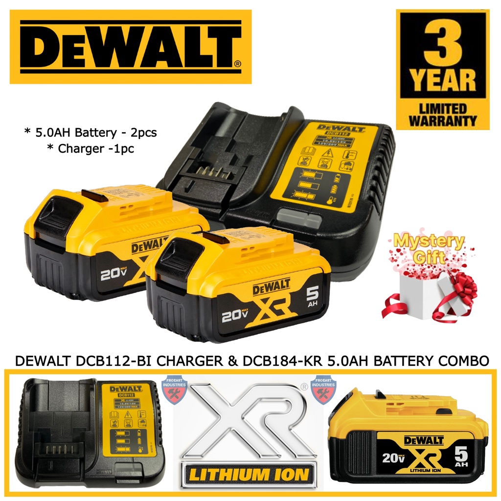 Dewalt DCB184-KR 20V XR Li-Ion BATTERY (5.0AH) & DCB112-B1 10.8V-18V ...