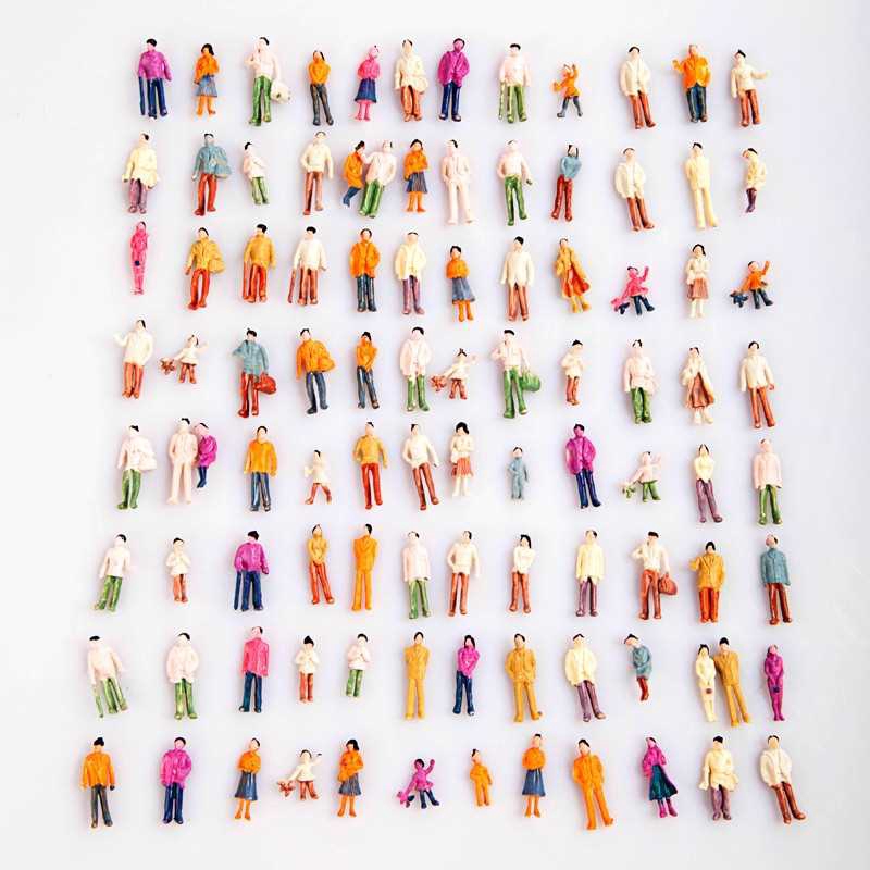 100pcs Model People Mini Scale 1:100 Painted Model People Mix Painted Model Train Park Street Passenger People Figures 58b7c3f8643c9661bb4c7621 - View #4