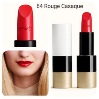 Hermes - Rouge Hermes Satin Lipstick - # 64 Rouge Casaque (Satine)  3.5g/0.12oz