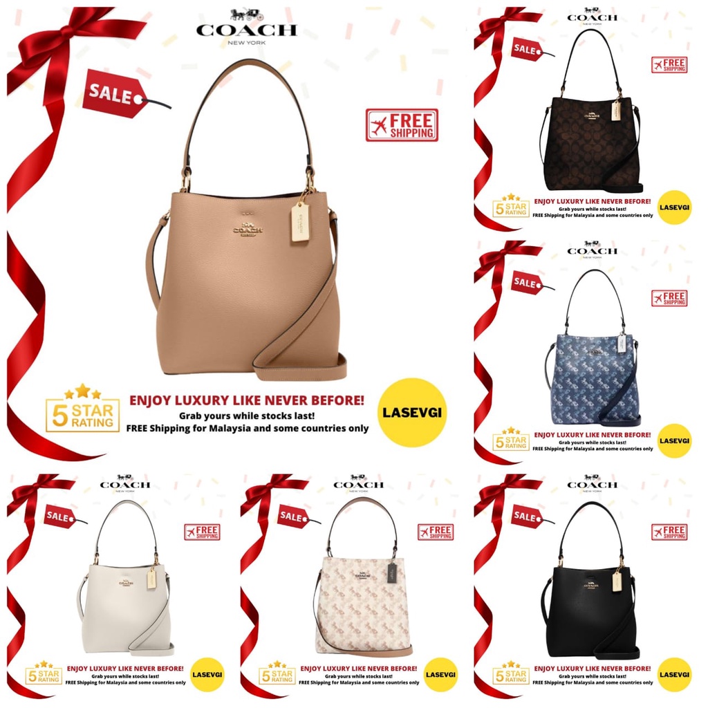 RAYA 2025 ORIGINAL COACH Town Bucket Bag in black/white/taupe/navy ...