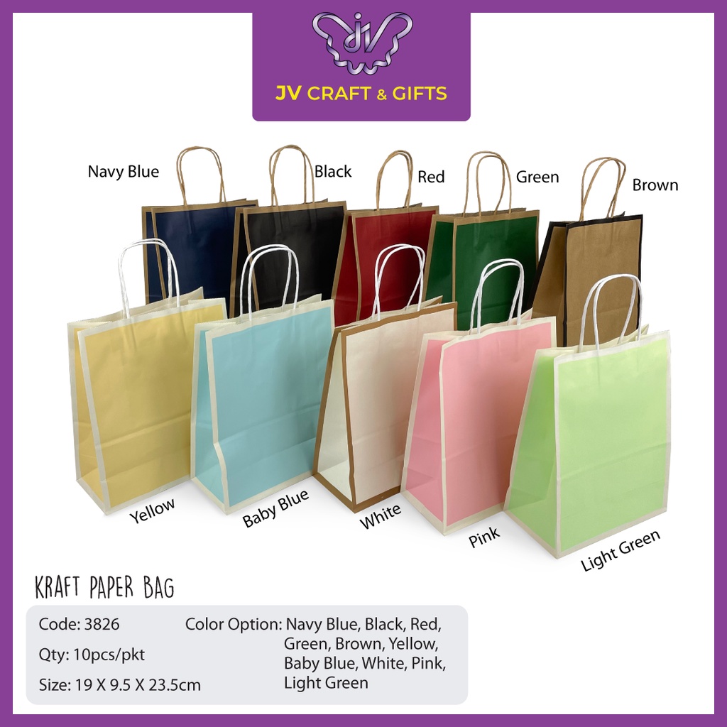 Pure Plain White Kraft Paper Bag Party Shopping Gift Bags With Handles  Quality