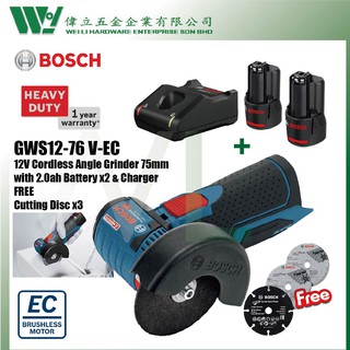Bosch GWS12V-76 Cordless 3 Angle Grinder 12V mini grinder cordless grinder  battery mesin grinder grender mini grinder