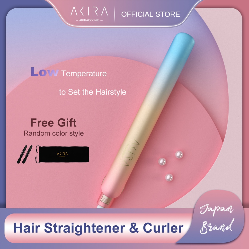 AkiraCosme 2 In 1 Negative Ion Hair Straightener Curler, Digital LED