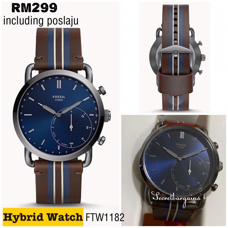 Fossil Hybrid Men s Smartwatch Commuter Brown Stripe Leather FTW1182 Shopee Malaysia