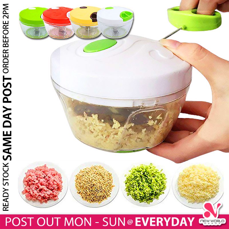 𝟭𝟮 𝗖𝗨𝗧𝗦 》Food Chopper Slicer Grinder Stainless Steel Blade Manual Hand ...