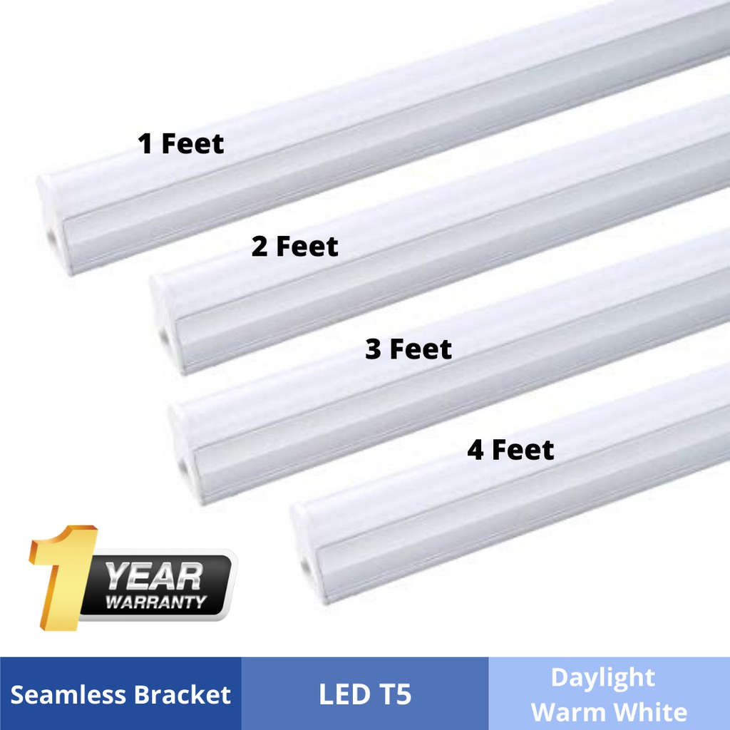 9W T5 LED Light Tube 2Feet Complete Set (White, Warm white, Colour
