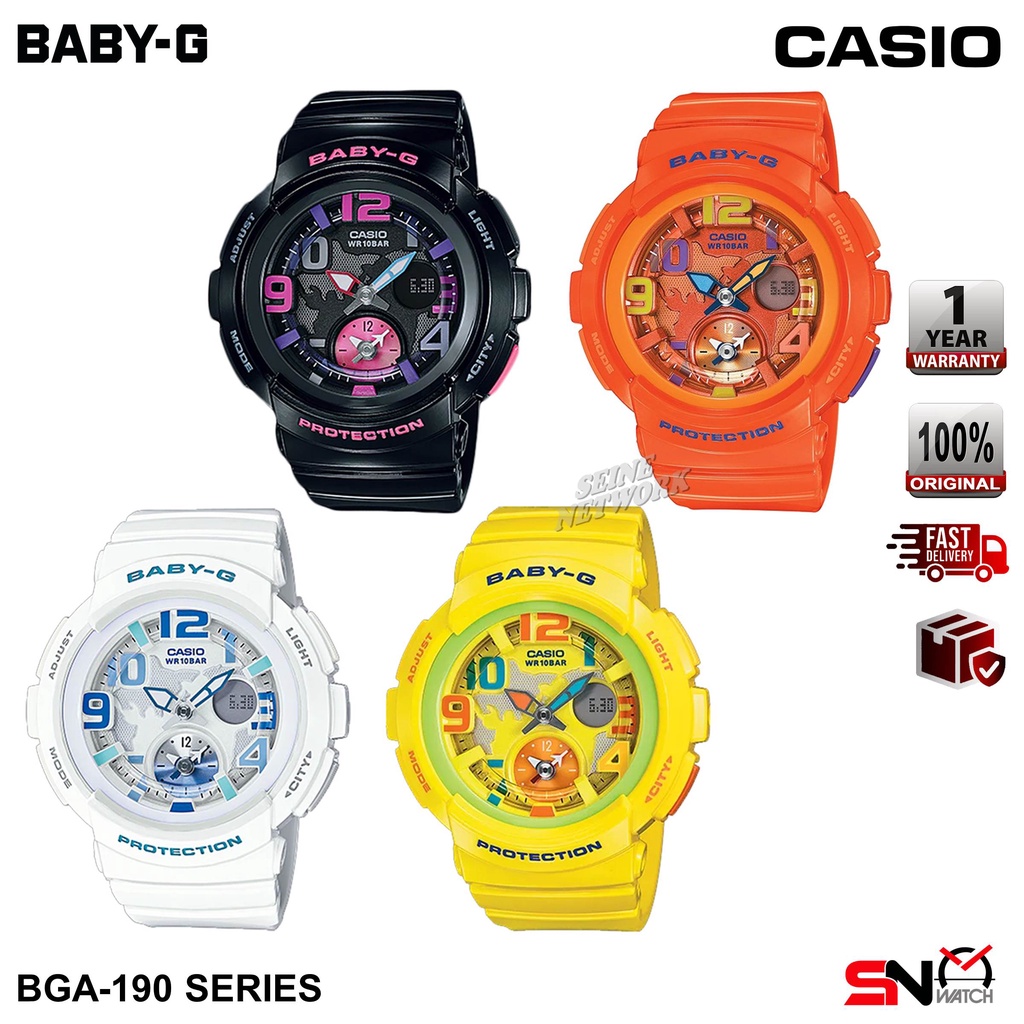 Casio Baby G BGA 190 Dual Dial World Time Analog Digital Resin Band Women Watch Jam Tangan Perempuan Shopee Malaysia