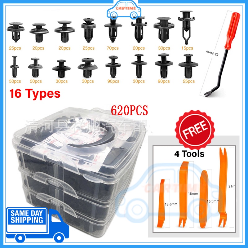 CARTIME 620 Pcs Car Clip Bumper Clip Kereta Klip Kereta Fender Liner Fastener Retainer Trim