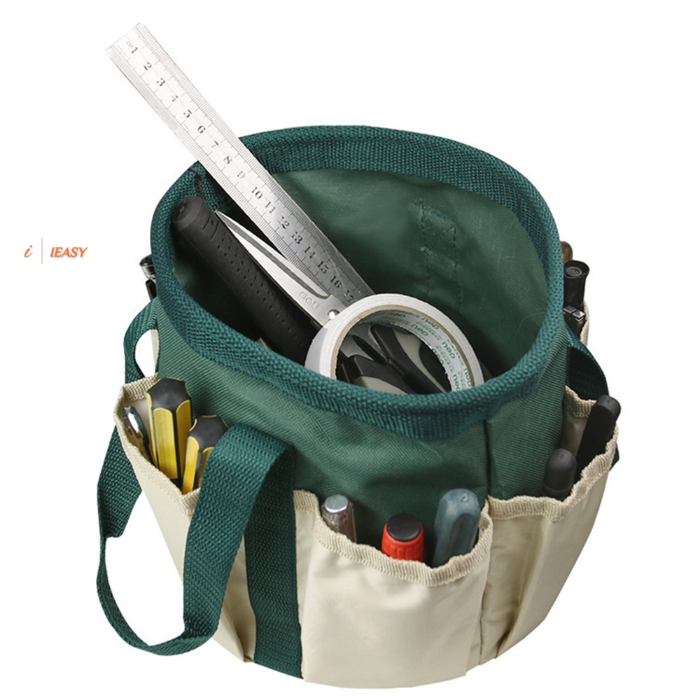 Portable Barrel Tool Bucket Bag 6 Pocket Garden Small Kit Hardware