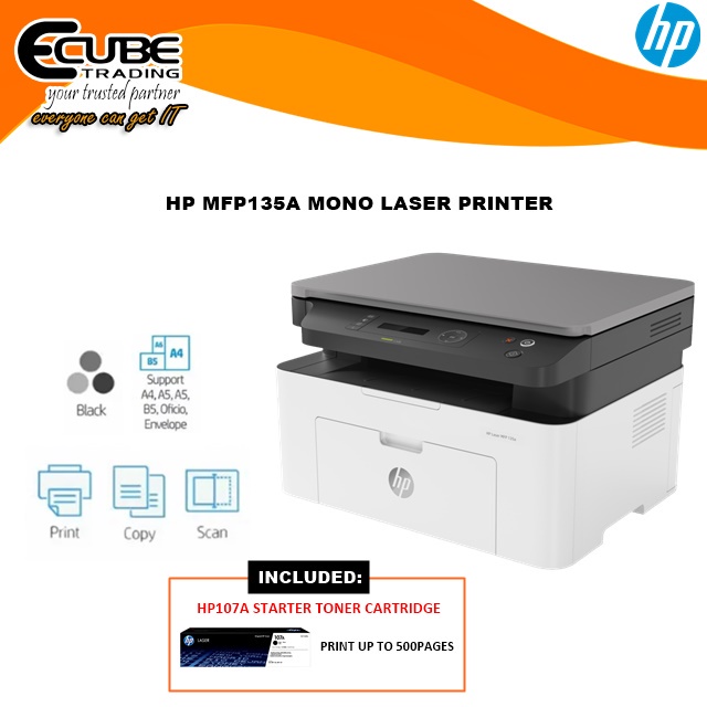 HP MFP 135A / 135W MONO MULTI FUNCTION LASER PRINTER (PRINT/SCAN/COPY ...