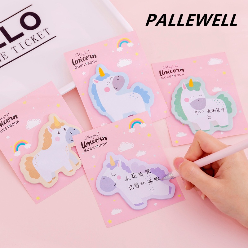 PALLEWELL 30 sheets Unicorn Memo Sticky Note Post It Notes Paper Pad