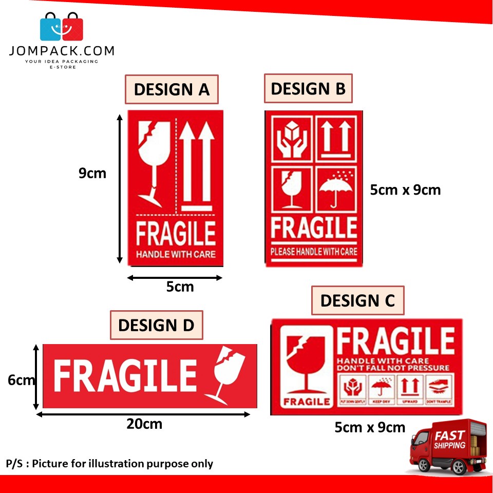 Fragile Sticker / PPP Sticker Fragile Packing Logistic Handle Care Don ...