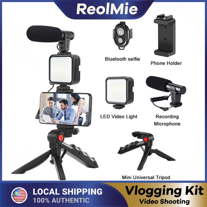 Professional Vlogging Video Shooting Kits With Mini Tripod Bluetooth Selfie  Control For SLR Camera Smartphone Recording