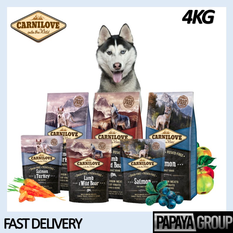 Carnilove Grain Free Dog Dry Food 4KG (Salmon Turkey Puppy ,Salmon