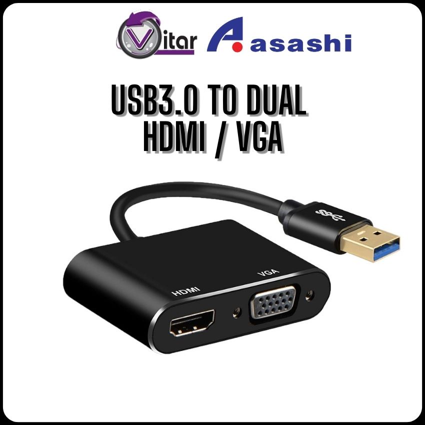 VITAR VT 2 IN 1 USB 3.0 To HDMI 4K VGA Adapter USB 3.0 to VGA HDMI Video Adapter Converter USB