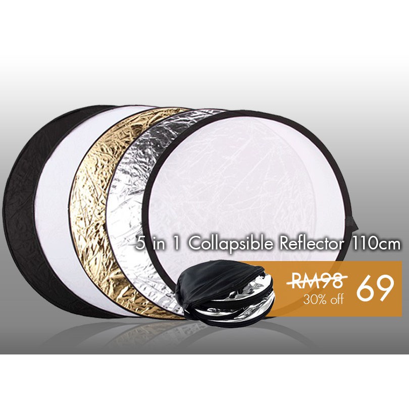 110cm Light Reflector Photography Flash Studio 5 in 1 Collapsible ...