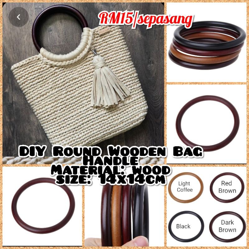 Round wooden bag handles hotsell