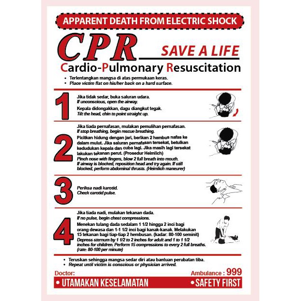 CPR Sticker Cardiopulmonary Resuscitation Sticker Resusitasi ...