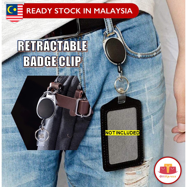 Badge Holders Heavy Duty Retractable with Carabiner Reel Clip and Vertical  Style Clear ID Card Holders