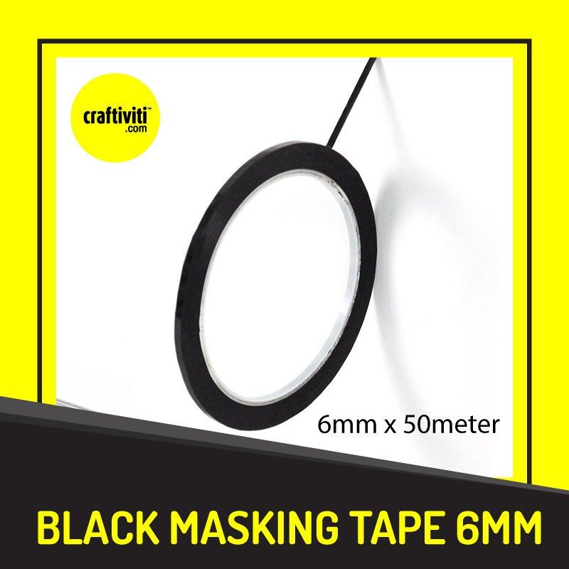 Black Masking Tape 6mm x 50 meters (Grid Marking Tape Whiteboard