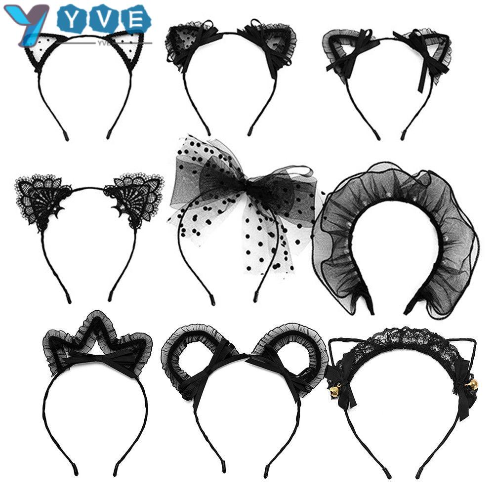 Yvette Adult Teens Cat Ear Headband Masquerade Hair Accessories Fancy Dress Hairband Cute Lace 2632