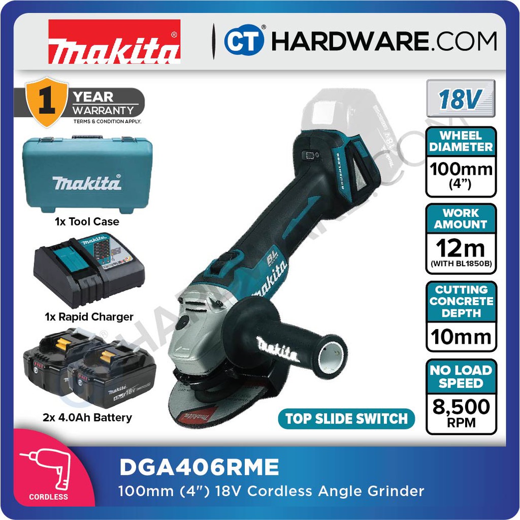 MAKITA DGA406RME DGA406Z 100MM 4 CORDLESS ANGLE GRINDER Shopee Malaysia