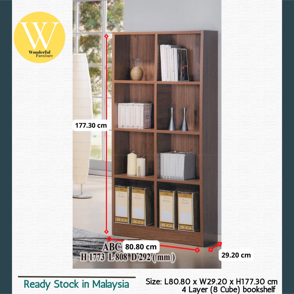 WONDERFUL CHOMP MDF Board Bookcase 5 Tier Rak Buku 15 Cube Storage Bookshelf Bookcase Almari
