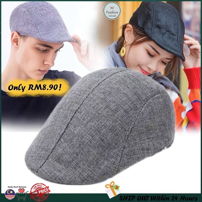 topi ny 2021ReadyStock Men Women Newsboy Cap Men Golf Driving Flat Hat Warm Travel Outdoors Cabbie Hat Pattern Topi Shopee Malaysia
