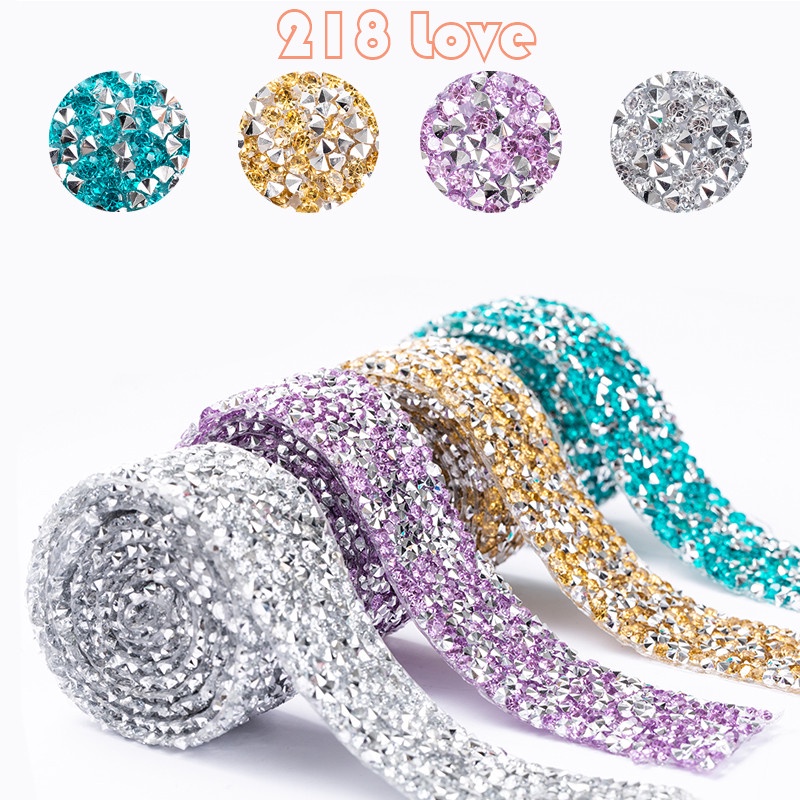 【218 Love】Super Glitter 80cm Hotfix Rhinestone Tape Decor Ribbon ...